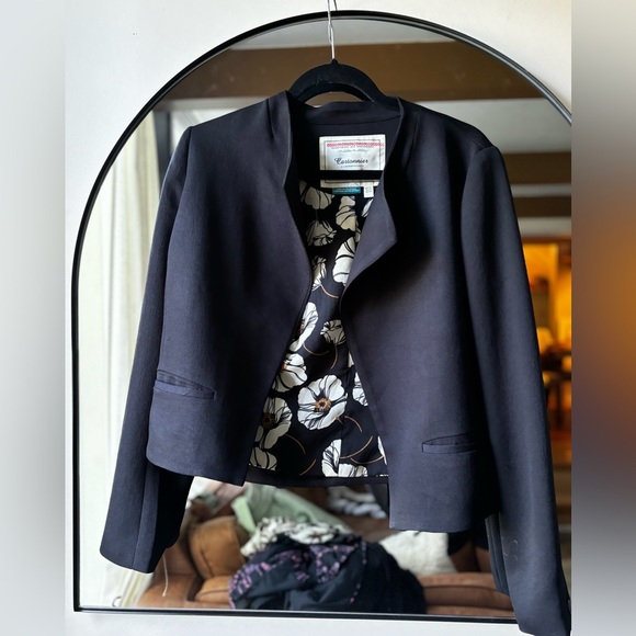 CARTONNIER by Anthropologie | blazer with floral lining | size us 4 - Picture 2 of 7